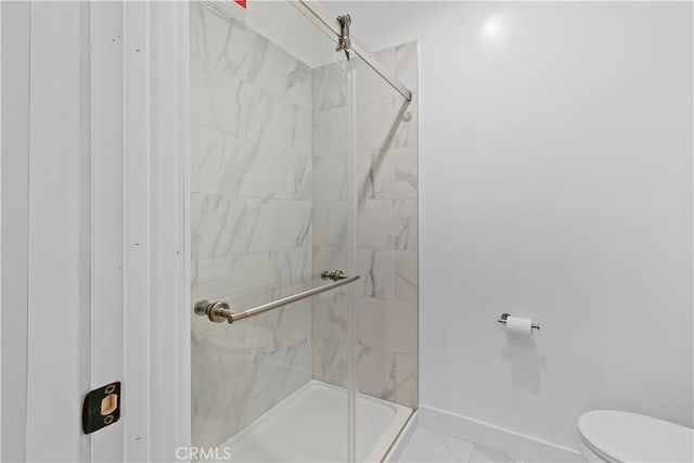 9019 Cedros Ave Unit 2, Panorama City, CA 91402 - bathroom with a marble finish shower and marble finish floors