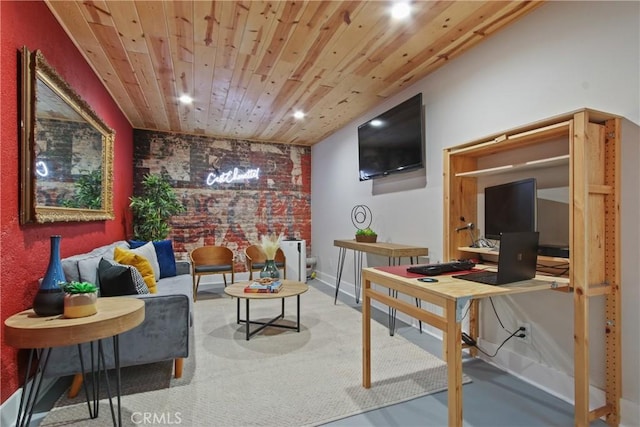 2283 Ximeno Ave, Long Beach, CA 90815 - living room with wooden ceiling, recessed lighting, and an accent wall
