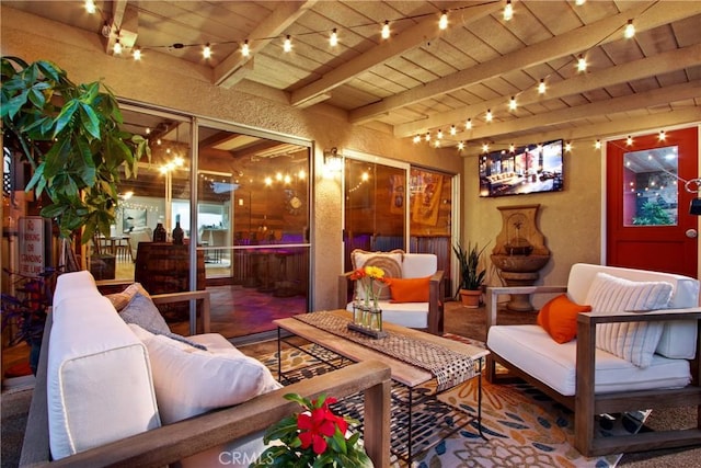 2283 Ximeno Ave, Long Beach, CA 90815 - common area featuring a wooden ceiling with exposed beams