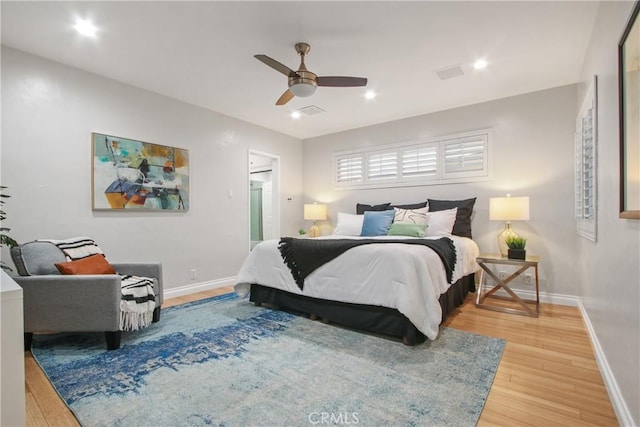 2283 Ximeno Ave, Long Beach, CA 90815 - bedroom featuring light wood finished floors, a ceiling fan, and recessed lighting