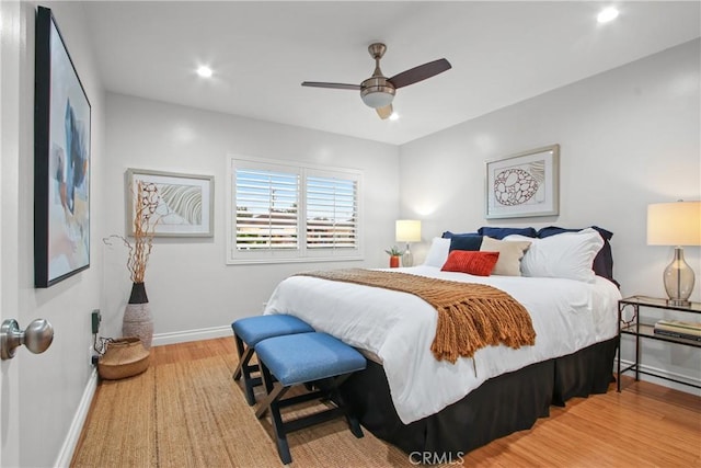 2283 Ximeno Ave, Long Beach, CA 90815 - bedroom featuring light wood-type flooring, ceiling fan, and recessed lighting