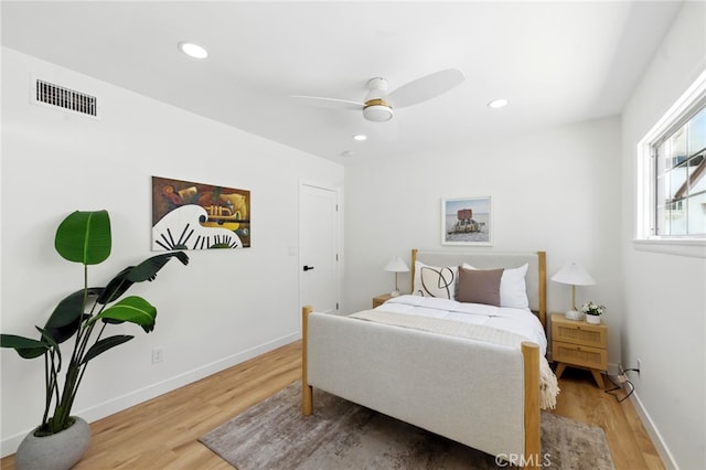 6119 Longridge Ave, Valley Glen, CA 91401 - bedroom with wood finished floors, recessed lighting, and a ceiling fan