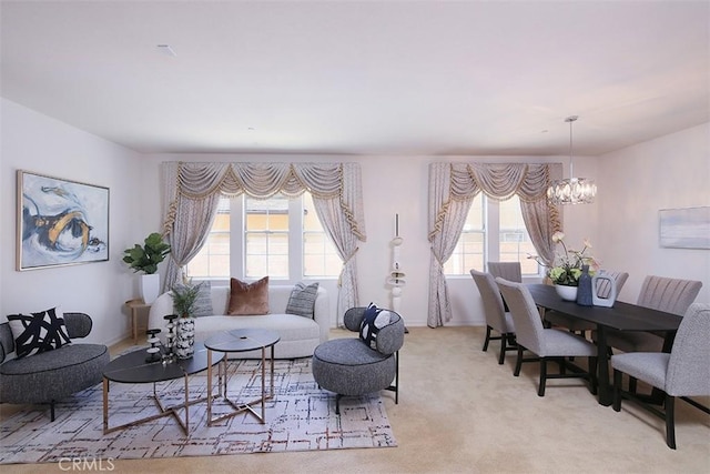 15681 Canon Ln, Chino Hills, CA 91709 - living room with a chandelier, healthy amount of natural light, and light colored carpet