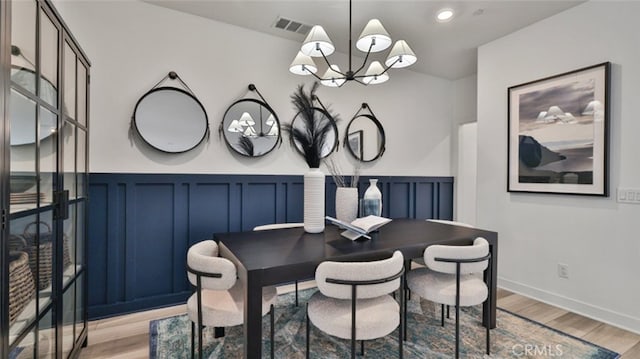1060 N Anaheim Blvd, Anaheim, CA 92801 - dining area with light wood-style floors, a chandelier, wainscoting, an office area, and recessed lighting