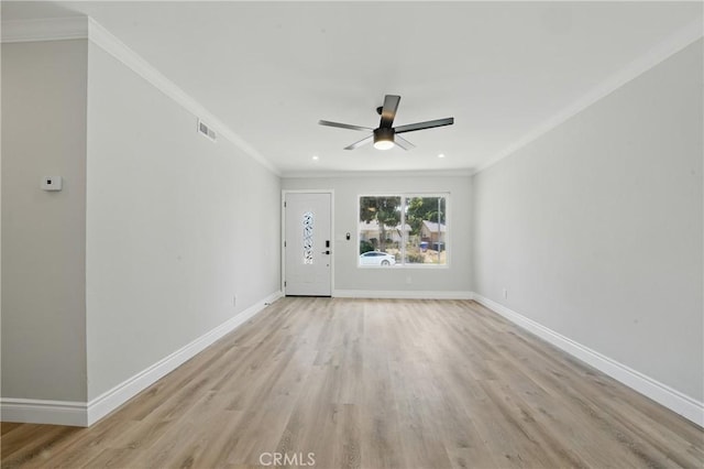 1717 Norval St, Pomona, CA 91766 - spare room featuring ceiling fan, light wood-type flooring, and crown molding