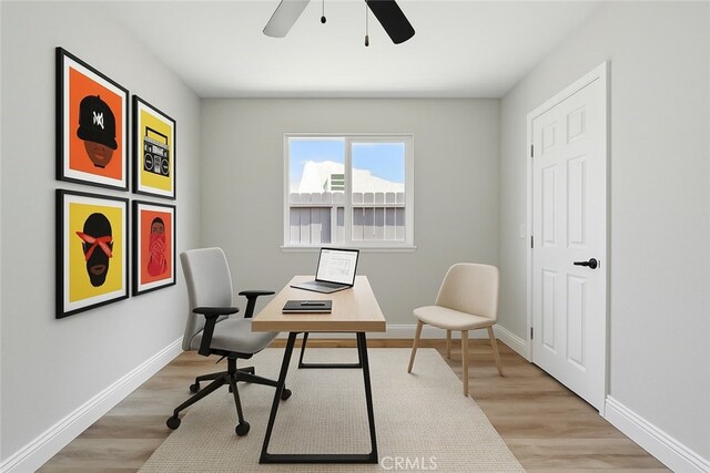 1717 Norval St, Pomona, CA 91766 - office area with ceiling fan and light wood-type flooring