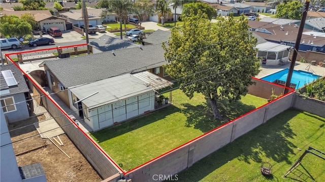 1109 Broadmoor Ave, La Puente, CA 91744 - aerial perspective of suburban area featuring a pool area