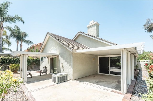 6419 Panorama Ct, Rancho Cucamonga, CA 91737 - rear view of property featuring a patio, a chimney, stucco siding, and a tile roof