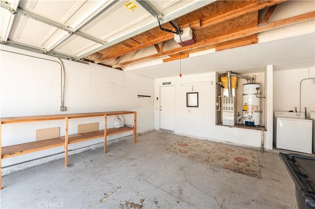 6419 Panorama Ct, Rancho Cucamonga, CA 91737 - garage with washer / dryer, secured water heater, a garage door opener, and heating unit