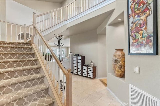 42 Paseo Alba, San Clemente, CA 92672 - staircase with tile patterned flooring and a high ceiling