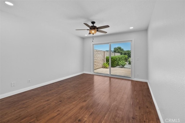 4346 Los Padres Dr, Fallbrook, CA 92028 - empty room with a ceiling fan, recessed lighting, and wood finished floors