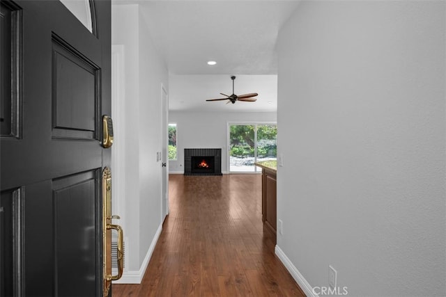 4346 Los Padres Dr, Fallbrook, CA 92028 - corridor featuring dark wood-type flooring and recessed lighting