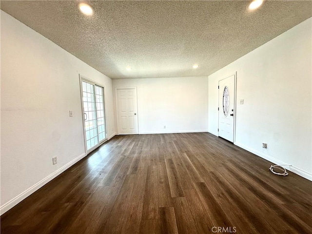 4727 Wilson St, Chino, CA 91710 - unfurnished room with dark wood-style flooring, recessed lighting, and a textured ceiling