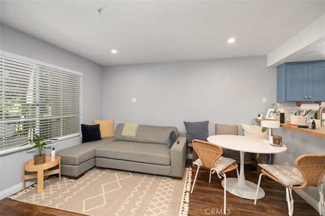 8718 E Indian Hills Rd Unit J, Orange, CA 92869 - living area featuring wood finished floors and recessed lighting