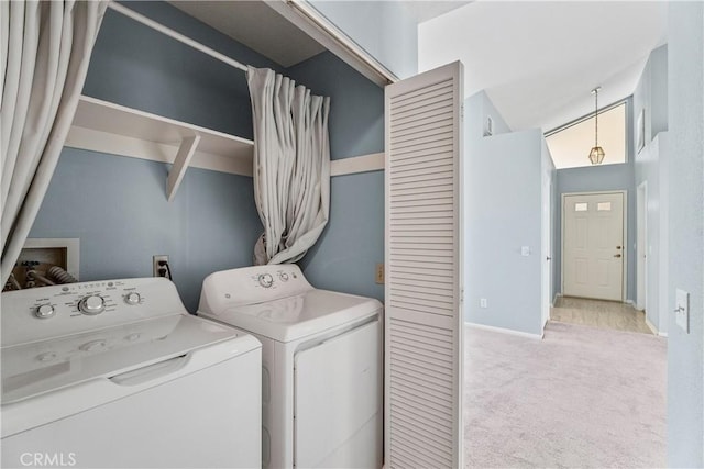 19192 Garcelon Ct, Apple Valley, CA 92308 - laundry room featuring washing machine and dryer and carpet
