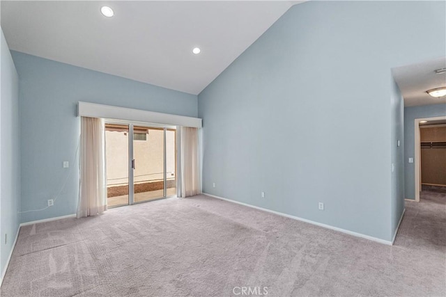 19192 Garcelon Ct, Apple Valley, CA 92308 - empty room featuring lofted ceiling, carpet flooring, and recessed lighting