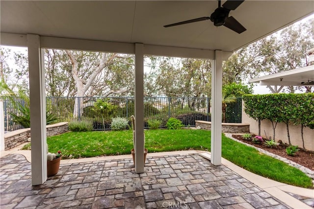 1530 Cyrus Ln, Placentia, CA 92870 - fenced backyard featuring a ceiling fan and a patio