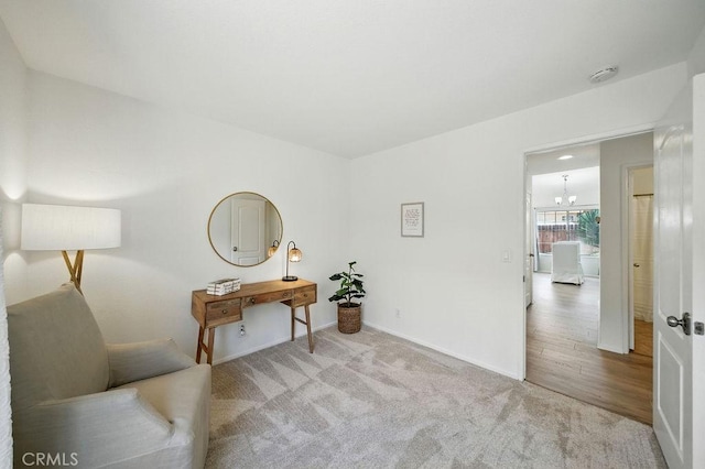 24322 Via Las Junitas, Murrieta, CA 92562 - office featuring carpet flooring and a chandelier