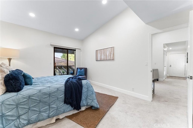 25521 Indian Hill Ln Unit L, Laguna Hills, CA 92653 - carpeted bedroom with recessed lighting, access to outside, and vaulted ceiling