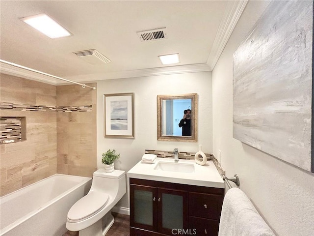 37 Roycroft, Irvine, CA 92620 - bathroom featuring vanity, crown molding, and  shower combination