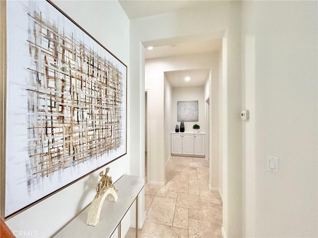 37 Roycroft, Irvine, CA 92620 - hall with stone tile flooring and recessed lighting