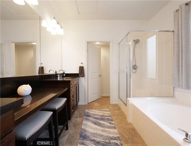 5429 Strand Unit 101, Hawthorne, CA 90250 - full bathroom with a shower stall, a garden tub, and vanity