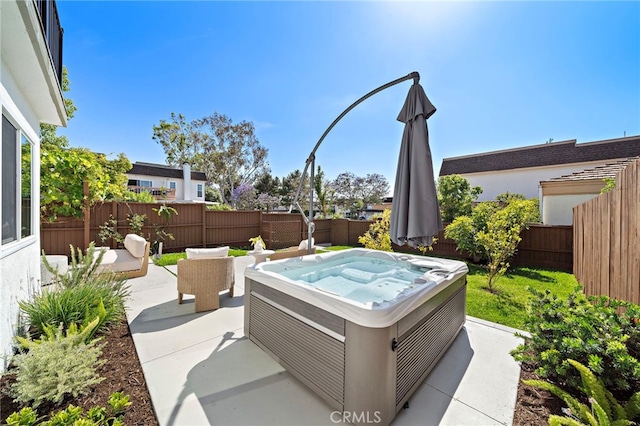 33 Seton Rd, Irvine, CA 92612 - fenced backyard featuring a hot tub and a patio