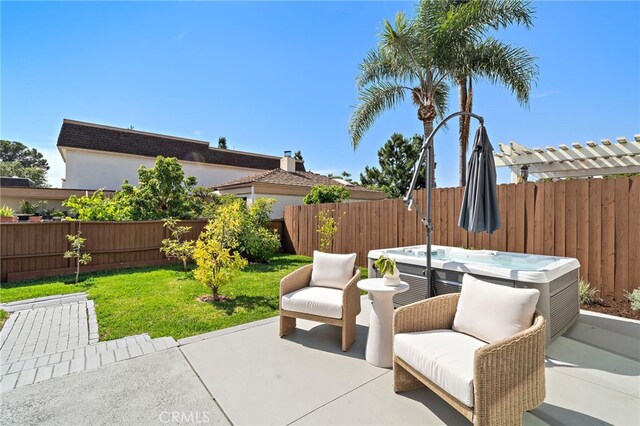 33 Seton Rd, Irvine, CA 92612 - fenced backyard with a hot tub and a patio area
