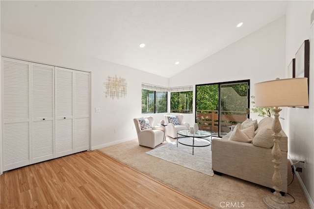 22832 Hilton Head Dr Unit 98, Diamond Bar, CA 91765 - living area with wood finished floors, recessed lighting, and high vaulted ceiling