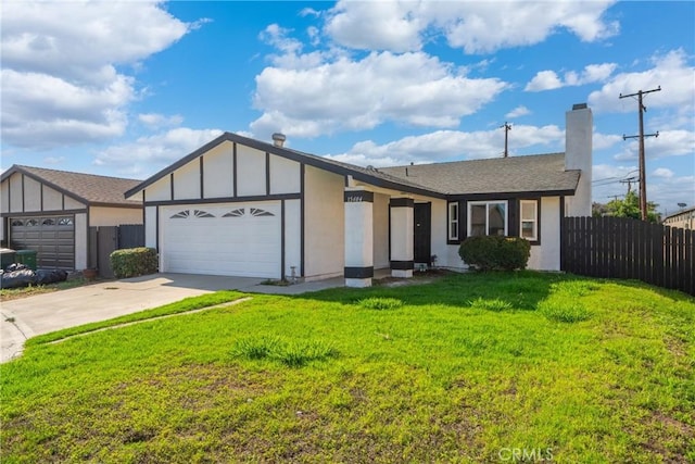 15604 Sharonhill Dr, Whittier, CA 90604 - view of front of property with a garage, concrete driveway, a chimney, and a shingled roof