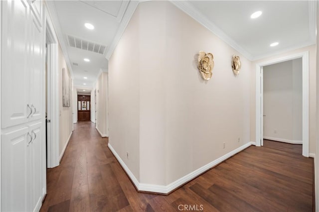 26677 Avenida Del Oro, Temecula, CA 92590 - hall with wood finished floors, ornamental molding, and recessed lighting