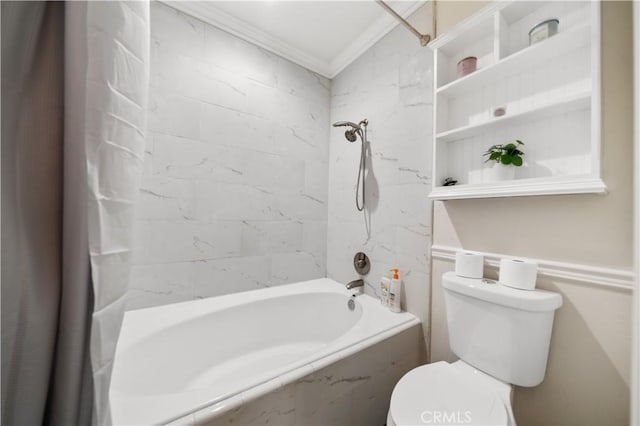 26677 Avenida Del Oro, Temecula, CA 92590 - full bathroom with crown molding and a combined bath / shower with marble appearance