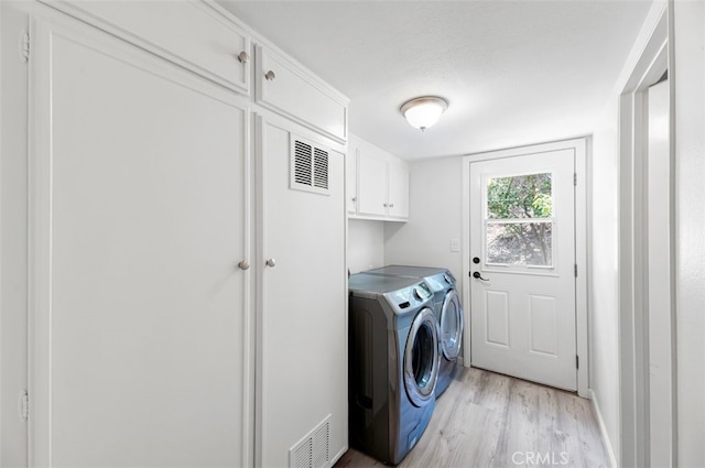1924 E Rancho Culebra Dr, Covina, CA 91724 - washroom featuring cabinet space, washing machine and clothes dryer, and light wood-style flooring