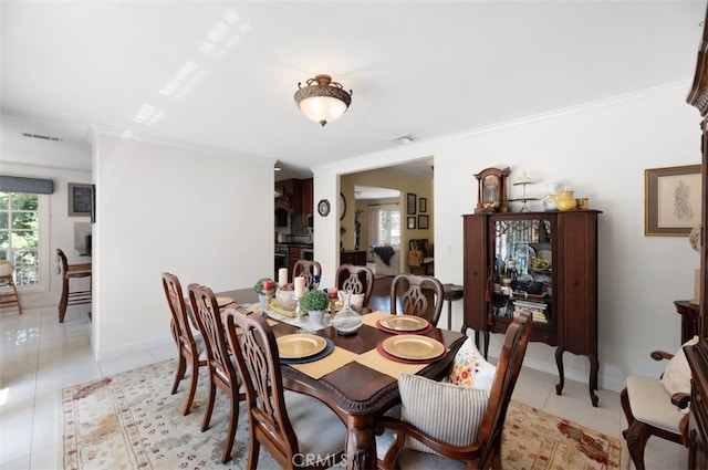 1924 E Rancho Culebra Dr, Covina, CA 91724 - dining space featuring ornamental molding and light tile patterned floors