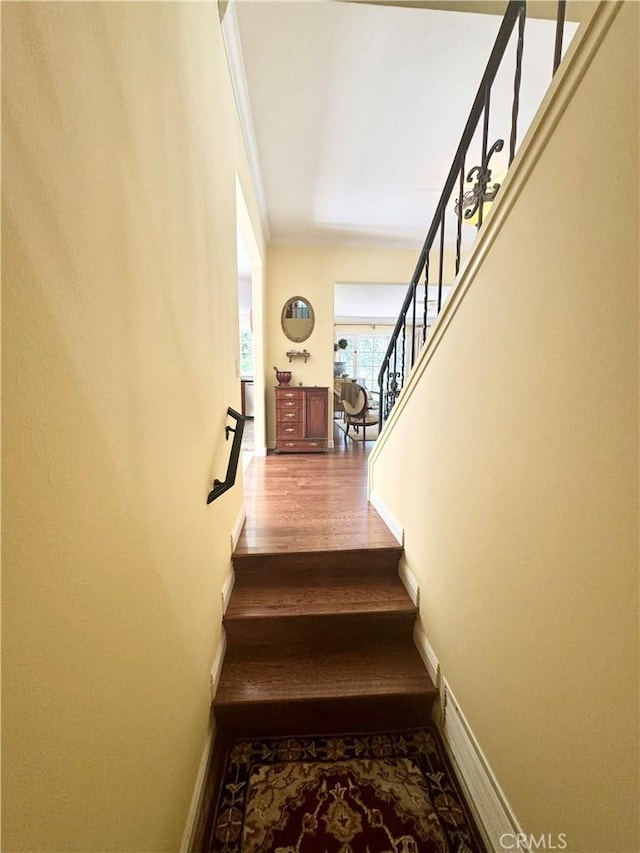 1924 E Rancho Culebra Dr, Covina, CA 91724 - staircase featuring wood finished floors and crown molding