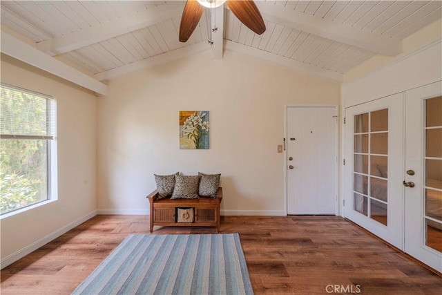 1345 Cabrillo Park Dr Unit B12, Santa Ana, CA 92701 - living area with french doors, wood finished floors, and ceiling fan