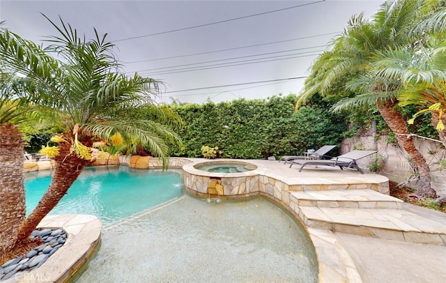 16671 Cedar Cir, Fountain Valley, CA 92708 - view of swimming pool with a patio area and a pool with connected hot tub