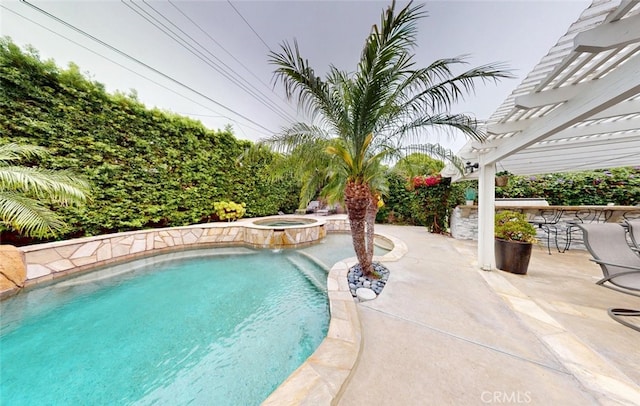 16671 Cedar Cir, Fountain Valley, CA 92708 - view of swimming pool featuring a patio area, a pergola, and a pool with connected hot tub