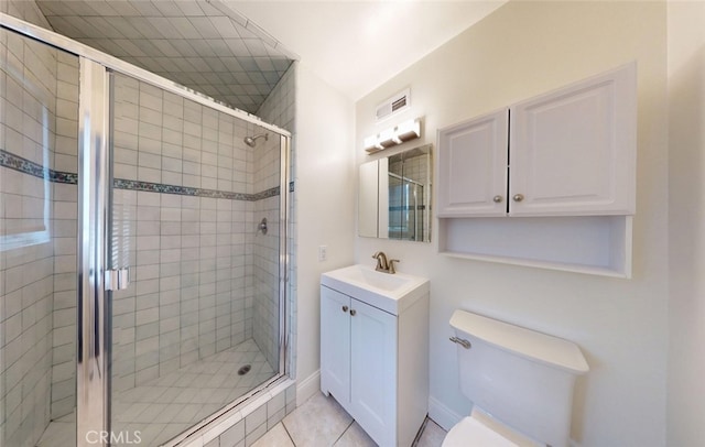 16671 Cedar Cir, Fountain Valley, CA 92708 - bathroom featuring vanity, a stall shower, and tile patterned floors