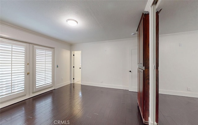 16671 Cedar Cir, Fountain Valley, CA 92708 - empty room featuring dark wood-style flooring, crown molding, and a textured ceiling