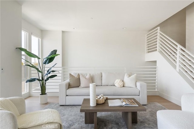 687 W 17th St, Costa Mesa, CA 92627 - living room featuring wood finished floors and stairway
