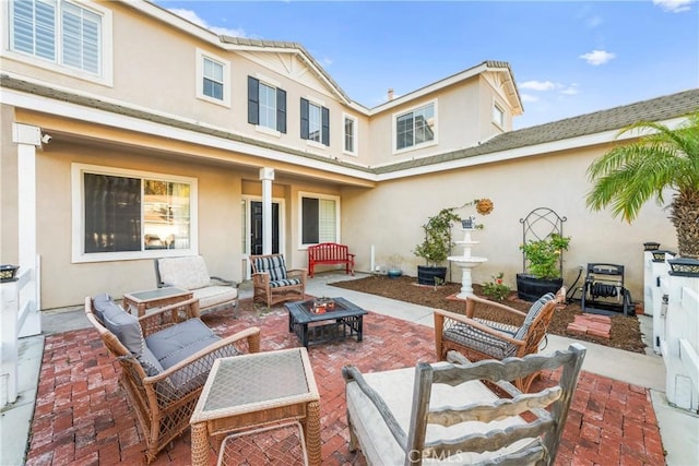 43611 Modena Dr, Temecula, CA 92592 - view of patio with an outdoor living space with a fire pit