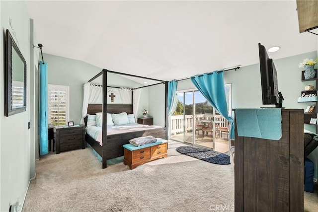 43611 Modena Dr, Temecula, CA 92592 - bedroom with access to outside, carpet, and vaulted ceiling