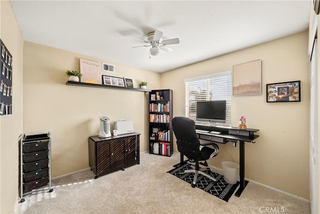 43611 Modena Dr, Temecula, CA 92592 - office with a ceiling fan and carpet floors
