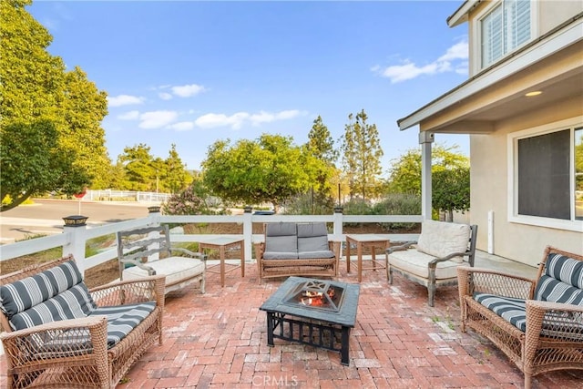 43611 Modena Dr, Temecula, CA 92592 - view of patio with an outdoor living space with a fire pit