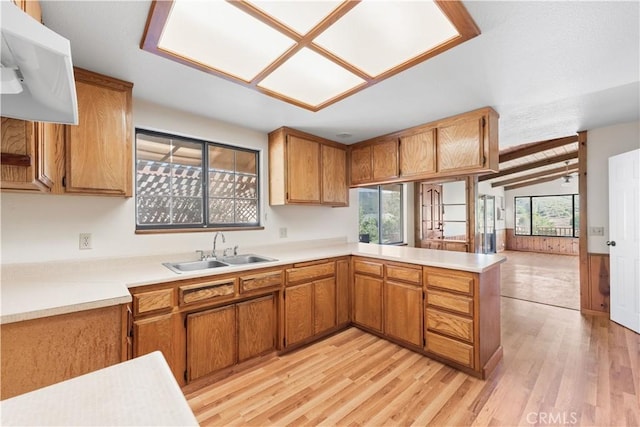 14526 Hardtree Dr, Lake Hughes, CA 93532 - kitchen with healthy amount of natural light, light wood finished floors, and light countertops