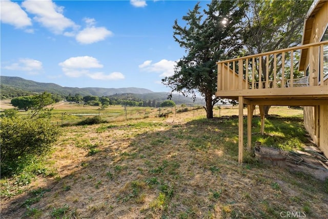 14526 Hardtree Dr, Lake Hughes, CA 93532 - view of yard with a deck with mountain view and a rural view