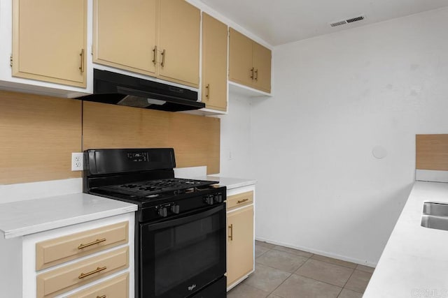 1608 Grandview St, Oceanside, CA 92054 - kitchen with gas stove, under cabinet range hood, light countertops, and decorative backsplash