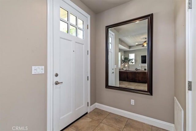 316 Junipero Way, San Luis Obispo, CA 93401 - foyer entrance with a ceiling fan and light tile patterned floors