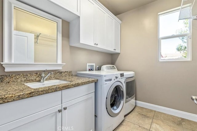 316 Junipero Way, San Luis Obispo, CA 93401 - washroom with washing machine and dryer, cabinet space, and light tile patterned floors